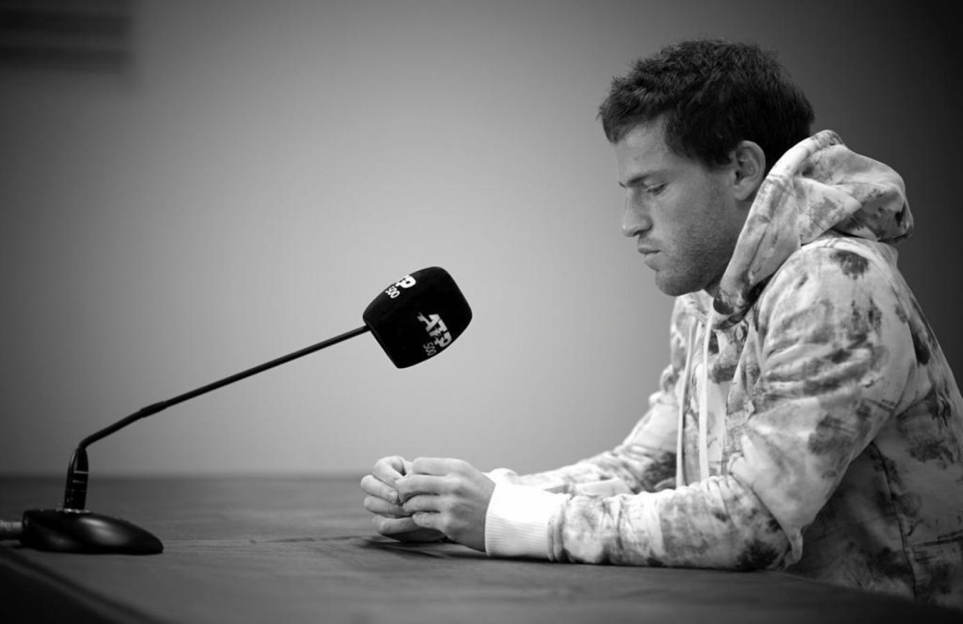 Imagen Diego Schwartzman, en plena rueda de prensa en Barcelona