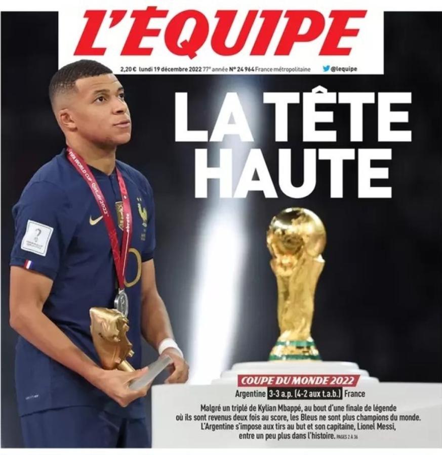 Imagen La tapa de L'Equipe, de Francia.