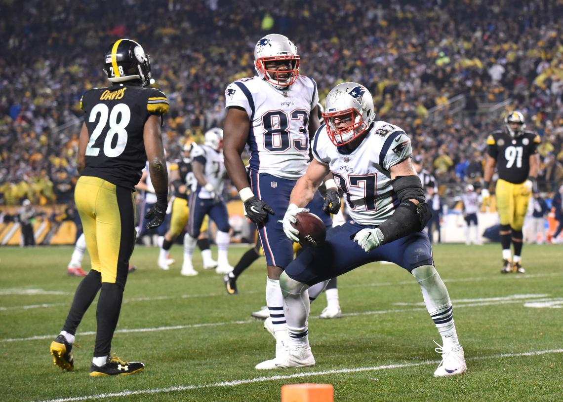 Imagen Gronk, festejando una de sus grandes jugadas.