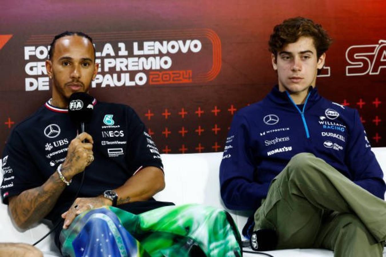 Imagen Franco Colapinto compartió la conferencia de prensa oficial con Lewis Hamilton.