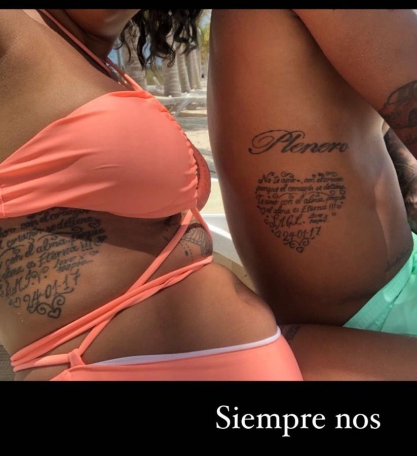 Imagen El tatuaje compartido entre Izquierdo y su pareja, Selena. (IMAGEN DIARIO ELPAÍS)