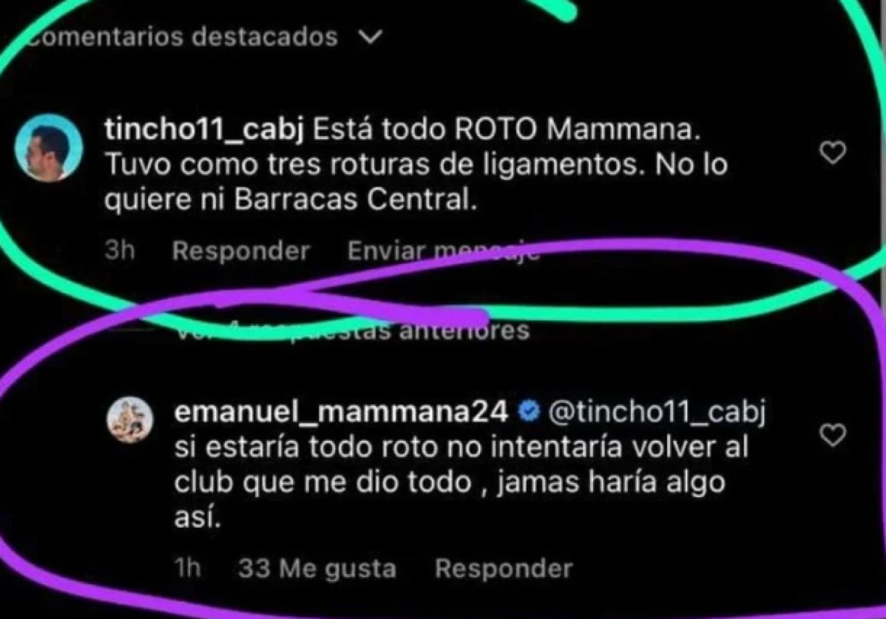 Imagen La respues ta Mammana en sus redes sociales.