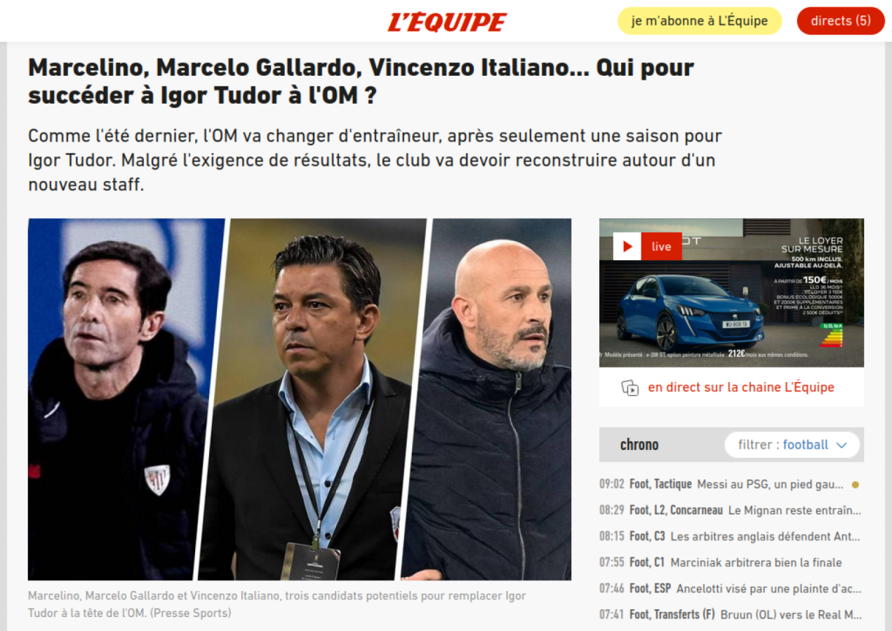 Imagen Marcelo Gallardo candidato a suceder a Igor Tudor.